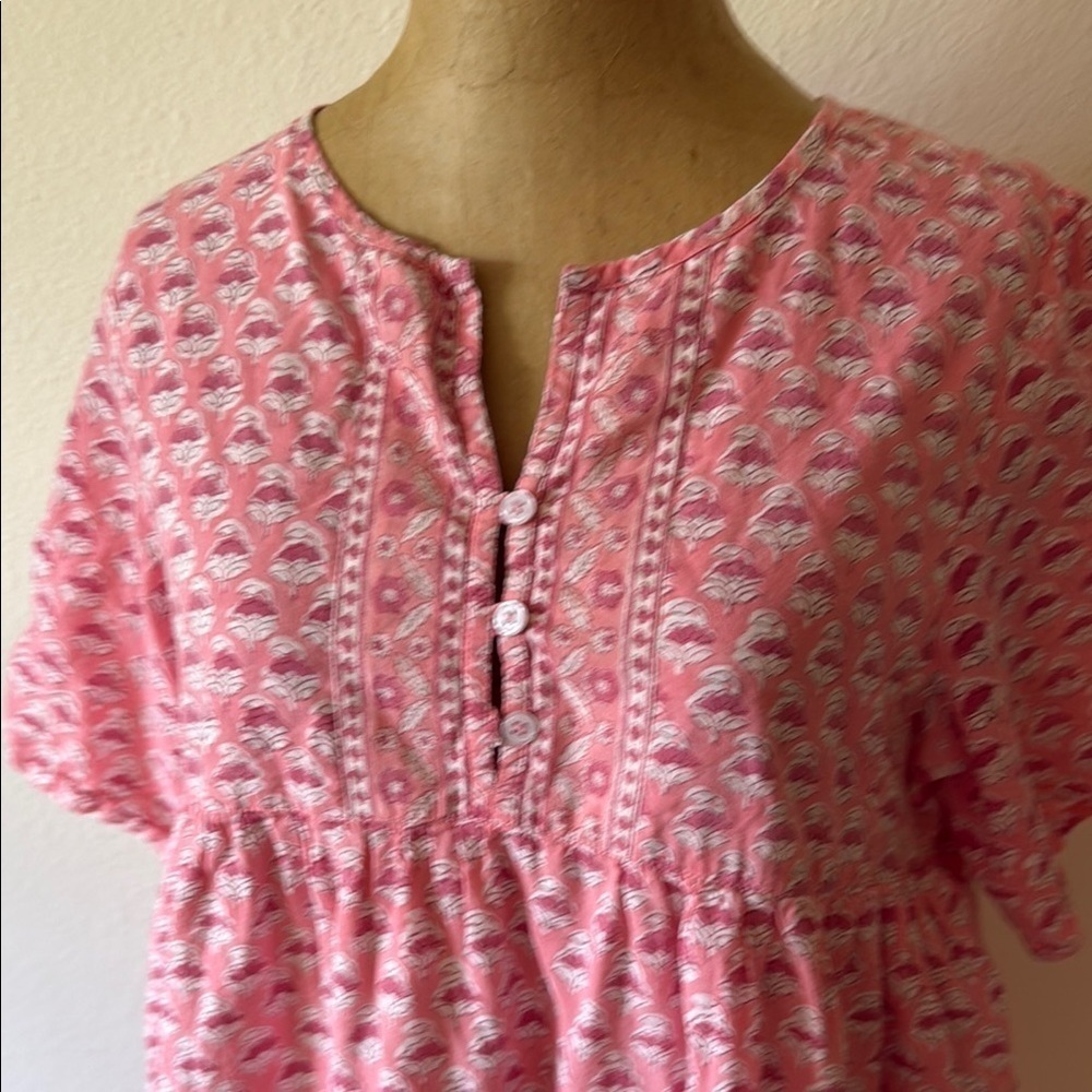 Marea sz L Pink Patterned Casita Dress cotton Tunic short Dress, great condition - Picture 9 of 12